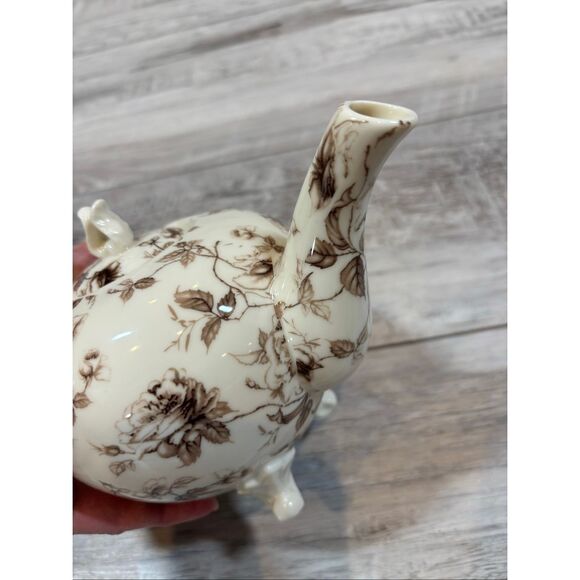Brown Toile Collection Fine Porcelain Teapot Sugar Bowl and Creamer 3pc - Picture 6 of 14
